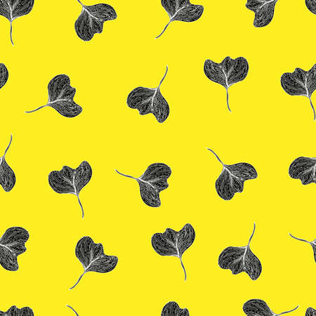 Leaves with stripes veins. Vector seamless pattern botanical illustration. For textiles, fabrics, packaging, paper, candelaria, postcards and wallpaperのイラスト素材