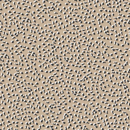 Abstract leopard skin vector seamles pattern. White yellow and black irregular brush spots and gray...