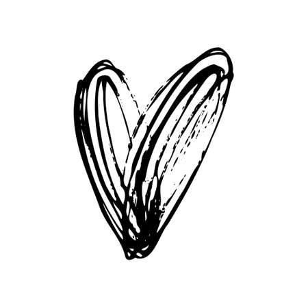 heart contour hand drawing with a brush background. Love pattern, postcard, heart abstract backgroundのイラスト素材