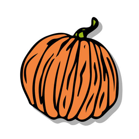 Autumn pumpkin clip art hand painted, isolated. Vector cartoon Illustrationのイラスト素材