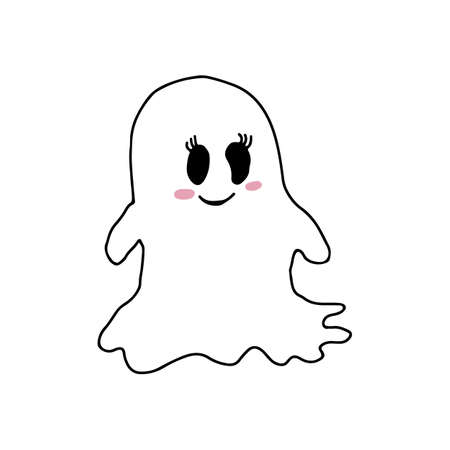 halloween cute specter spook with eyelashes and blush on the counters vector isolatedのイラスト素材