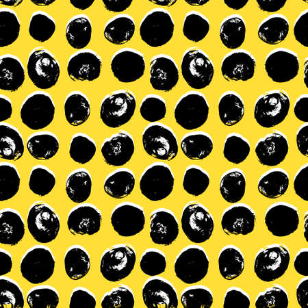 Simple seamless vector pattern of dots, strokes, spots, strokes. Hand drawn illustration, dry brush....