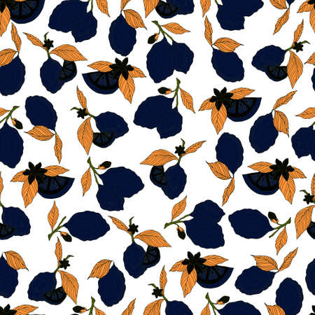vector seamless pattern lemons and sliced lemons on a pink background. Summer lemon pattern for...