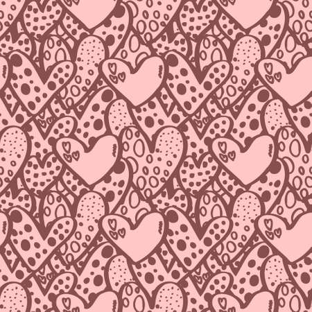 vector seamless pattern of hearts with Valentine's Day 14 February. Background for invitations, wallpaper, wrapping paper and scrapbookingのイラスト素材