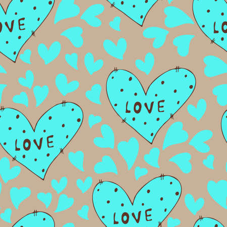 vector seamless pattern of hearts with Valentine's Day 14 February. Background for invitations, wallpaper, wrapping paper and scrapbookingのイラスト素材