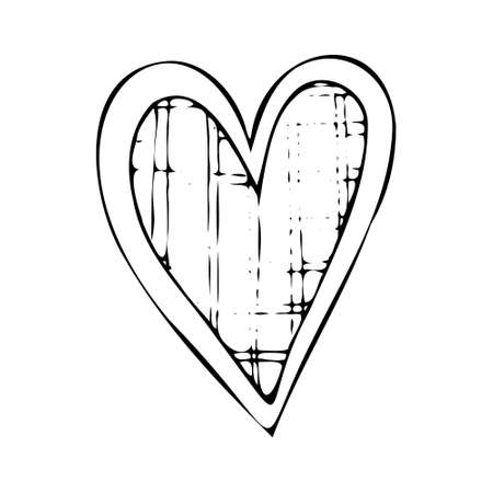 heart contour hand drawing with a brush background. Love pattern, postcard, heart abstract background. vector of hearts with Valentine's Day 14 February. Background for invitations and scrapbookinのイラスト素材