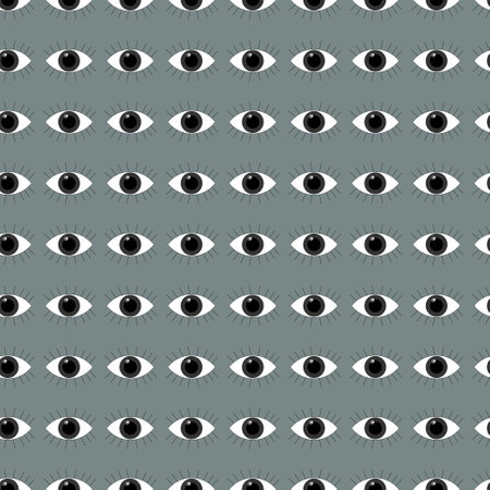vector seamless pattern open eyes with eyelashesのイラスト素材