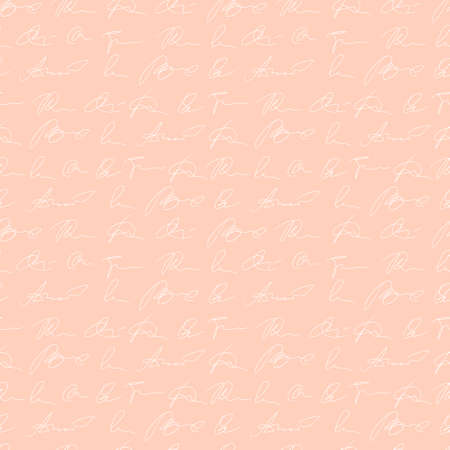 vector seamless pattern handwritten personal signatures. Hand writing by pen, lines of handwritten textのイラスト素材