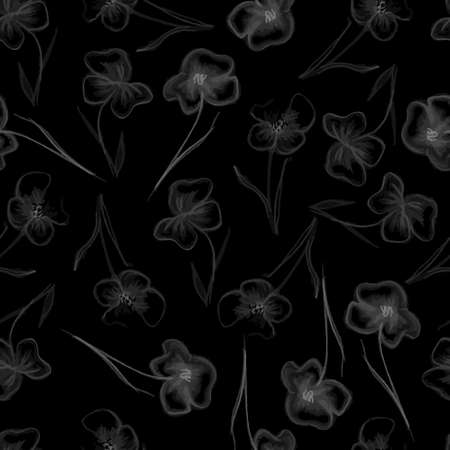 seamless pattern slate pencil drawing flowers backgroundの写真素材