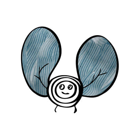 Vector isolated bee with honey bucket and texture wingsのイラスト素材