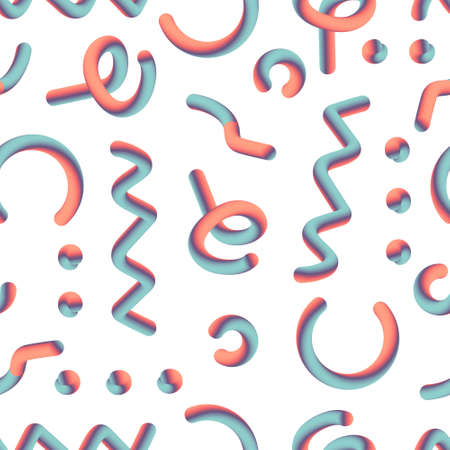 Abstract Memphis Seamless Pattern with Realistic Geometric Shapes. Fluid Liquid Background for Poster, Banner, Covering. vector illustrationの写真素材