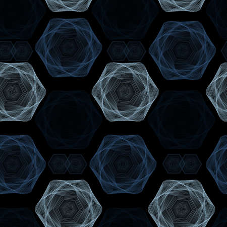 Seamless pattern with abstract shapes of hexagon