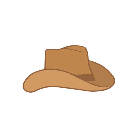 Cowboy hat icon is brown. Linear vector icon in flat style.のイラスト素材