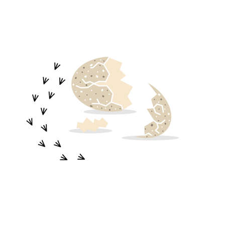 broken egg with traces of hatched chick background isolated vector hand drawn happy easter postcardのイラスト素材