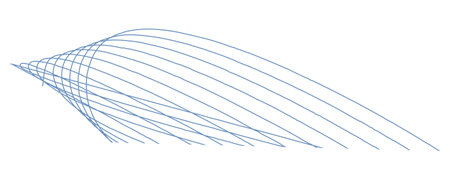 Abstract wave element for design. Digital frequency track equalizer. Stylized line art background. vector illustration. Wave with lines created using blend tool. Curved wavy line, smooth stripe.のイラスト素材