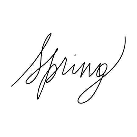 calligraphic hand lettering in english spring vector isolated illustrationのイラスト素材