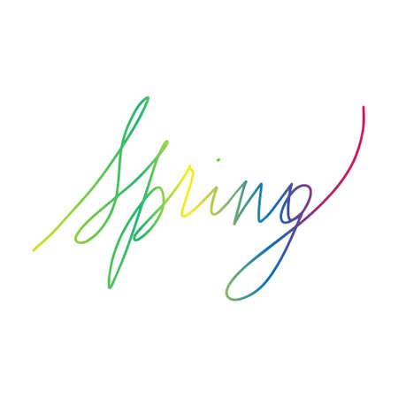 calligraphic gradient hand lettering in english spring vector isolated illustrationのイラスト素材