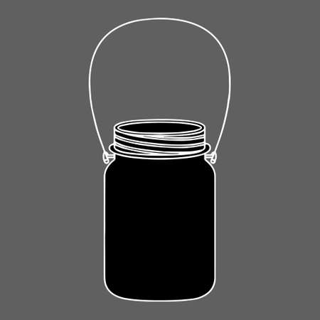 mason jar isolated vector illustration silhouette empty glass jar with thread and handle hand drawing sketchのイラスト素材