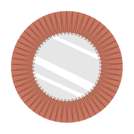 rattan framed mirror cartoon vector isolated hand drawingのイラスト素材