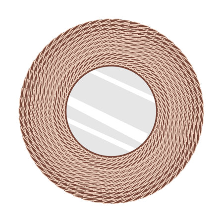 rattan framed mirror cartoon vector isolated hand drawingのイラスト素材