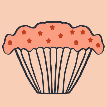 birthday cake isolated vector with cream decoration. Dessert for menu, postcard or holiday