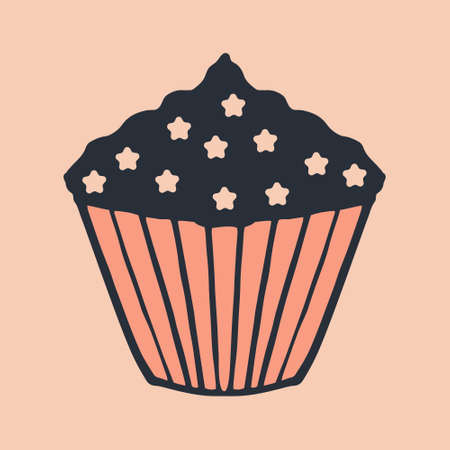 birthday cake isolated vector with cream decoration. Dessert for menu, postcard or holidayのイラスト素材
