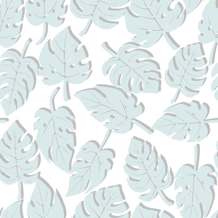 Monstera leaves vector seamless pattern tropical summerのイラスト素材