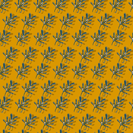 mistletoe branches botanical christmas vector seamless pattern