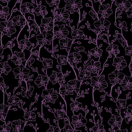 Orchid seamless pattern. vector illustration.のイラスト素材