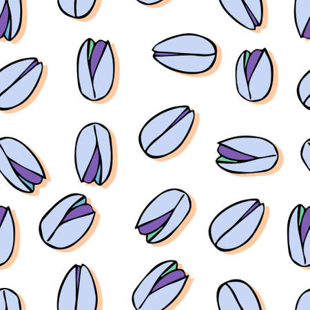 nuts pistachios vector seamless pattern healthy food and snackのイラスト素材