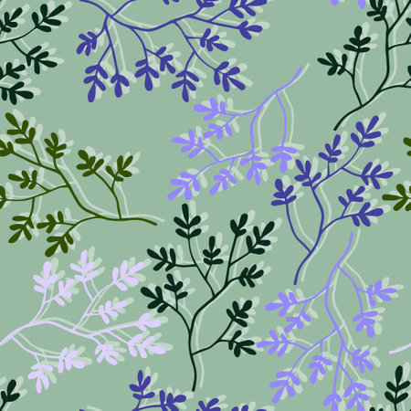 branches with colorful leaves vector seamless patternのイラスト素材