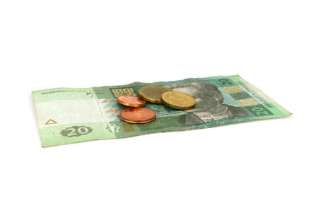 Ukranian and european currency, banknotes and coins