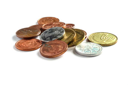 Coins shot on a white background の写真素材