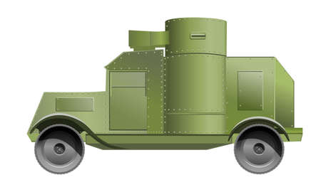 Vintage and retro armored car isolated on whiteのイラスト素材
