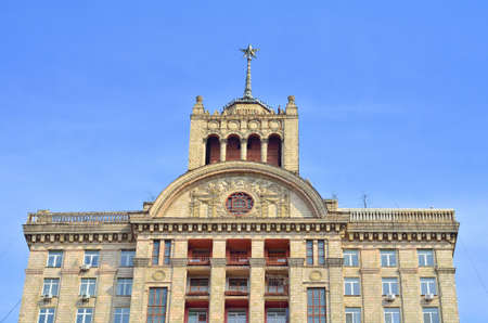 Kiev Ukraine. Skyscraper at famous Khreshchatyk street typical example of stalinist architecture Stalin39s neoclassicismのeditorial素材