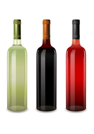 bottles of wine rosy, red and white vectorのイラスト素材