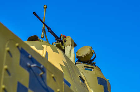 One machine gun on a armoured personnel carrierの写真素材