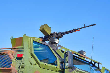 One machine gun on a armoured carrierの写真素材