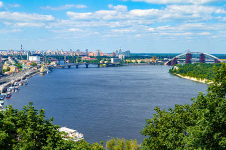 The old Kiev city - the capital of Ukraine and the Dnieper Riverの写真素材