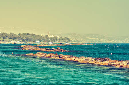 The coast line of Limassol, Cyprus on a sunny day. Vintage conceptの写真素材