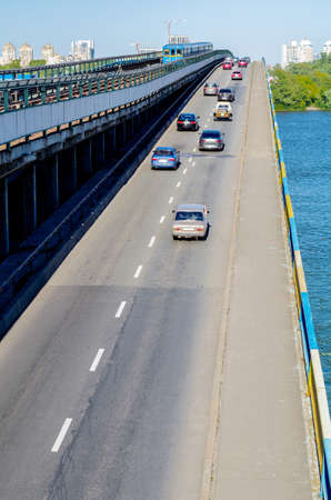 Metro bridge. Car in the bridge. Kiev. Ukraineの写真素材