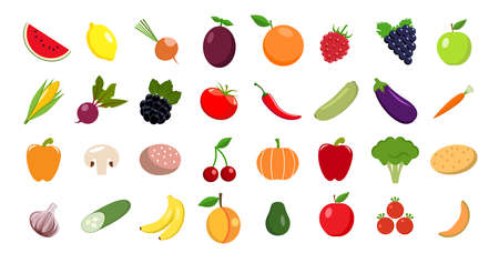 Set of fruits and vegetablesのイラスト素材