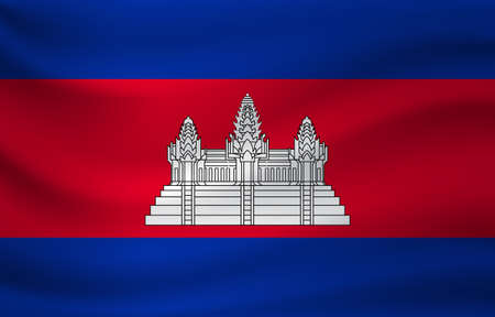 Waving flag of Cambodia. Vector illustrationのイラスト素材