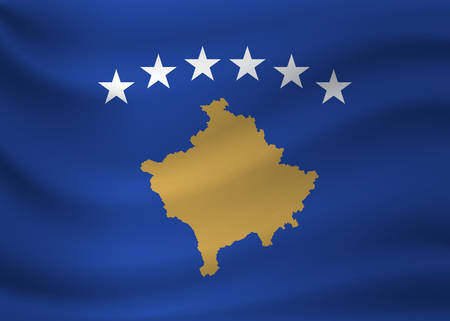 Waving flag of Kosovo. Vector illustrationのイラスト素材
