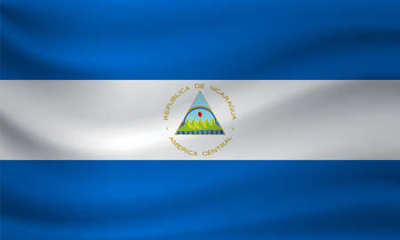 Waving flag of Nicaragua. Vector illustrationのイラスト素材