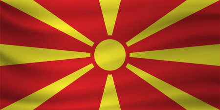 Waving flag of North Macedonia. Vector illustrationのイラスト素材