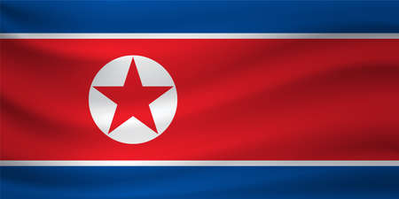 Waving flag of North Korea. Vector illustrationのイラスト素材