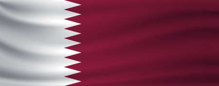 Waving flag of Qatar. Vector illustration