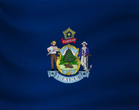 Waving flag of Maine. Vector illustrationのイラスト素材