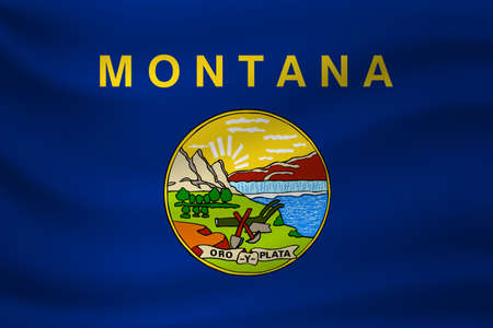 Waving flag of Montana. Vector illustrationのイラスト素材